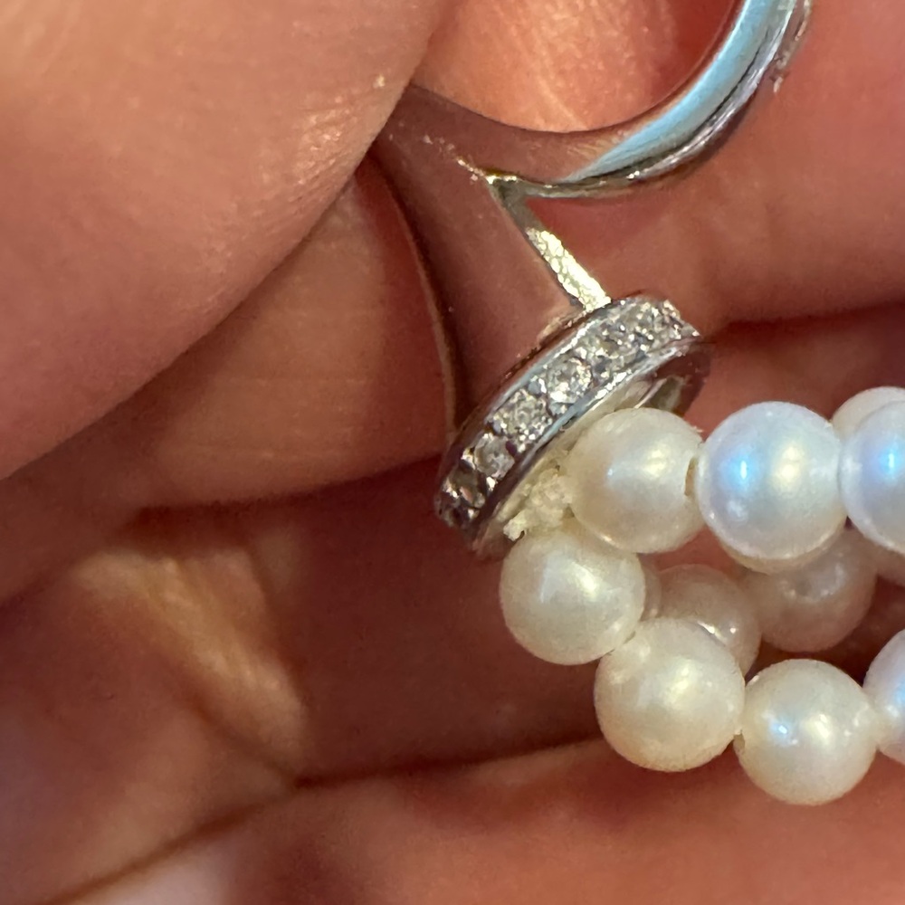 Multi Strand Pearl Hoop Earrings - Sterling silver and fresh water pearls. - Picture 6 of 7